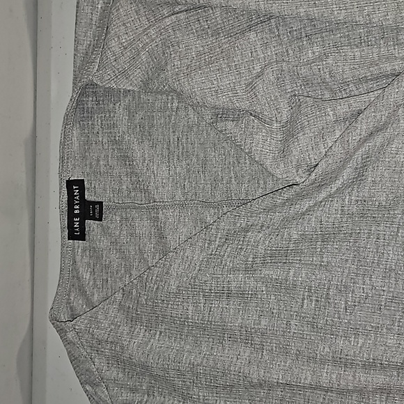 Lane Bryant Ribbed Heather Gray Faux Wrap Knit Top Size 18/20 New Without Tags - Picture 2 of 15
